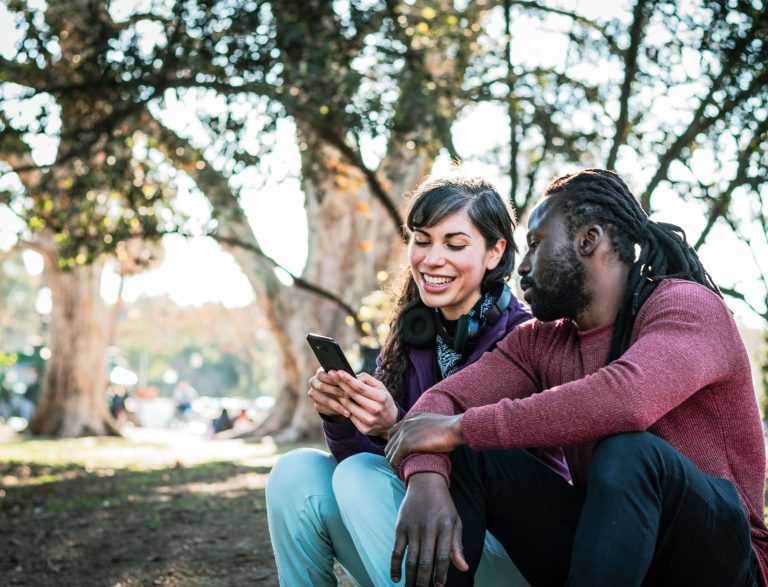 couple with phone
